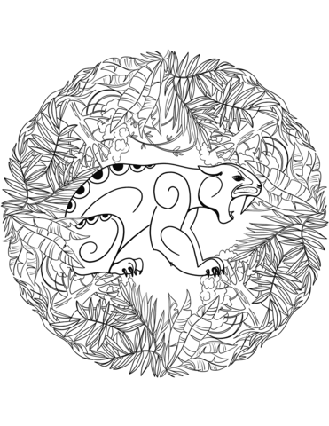 Jaguar Mandala Coloring Page